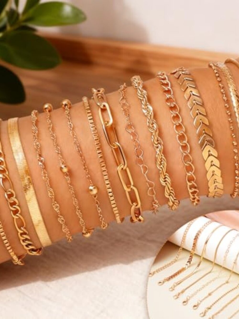 15PCS Gold Bracelets for Women Dainty Bracelets Stack Set Trendy Gold Stackable‎